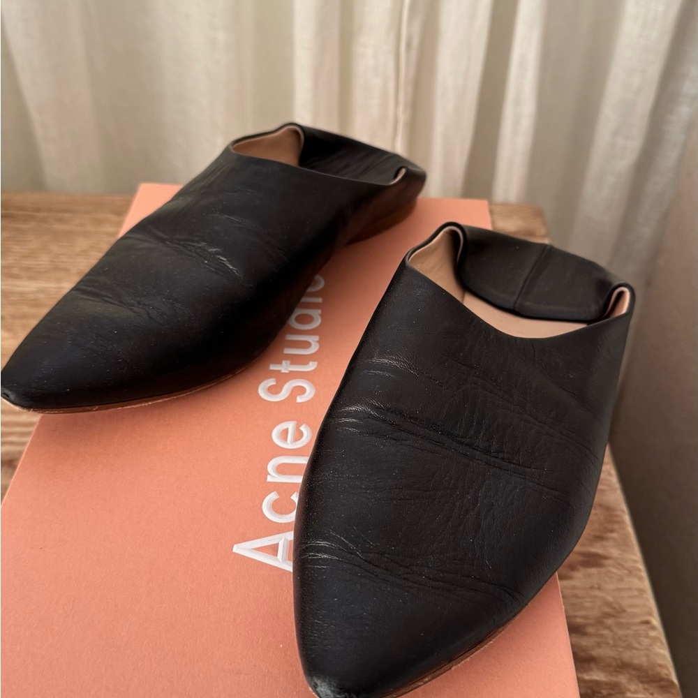 Acne Black Leather Mules - Picture 4 of 7